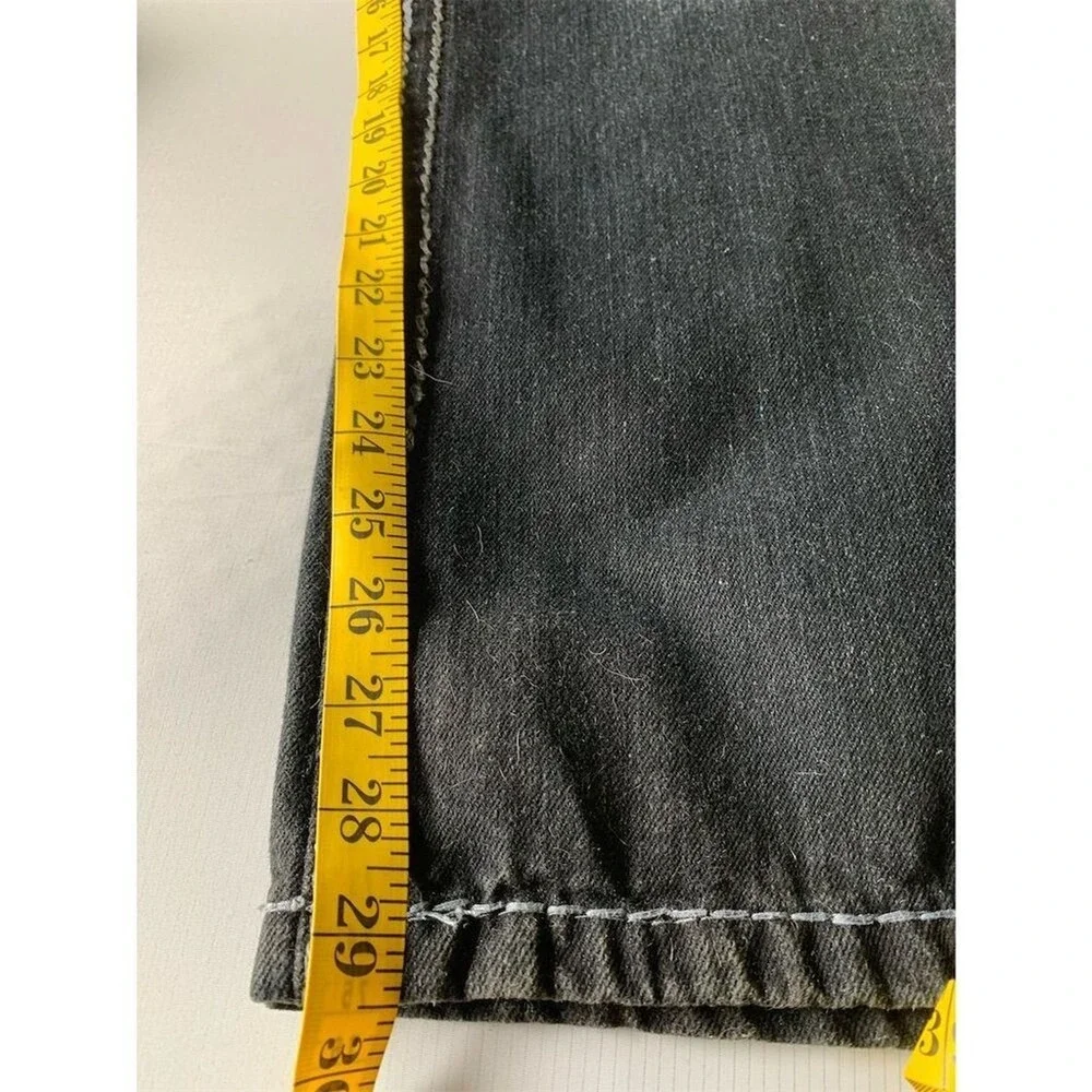True Religion Men's Straight Jeans Black Size 36 Triple Stitching